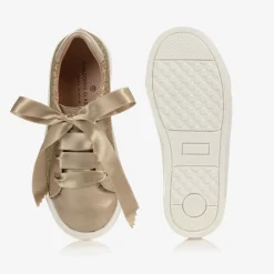 Gold Glitter Leather Trainers