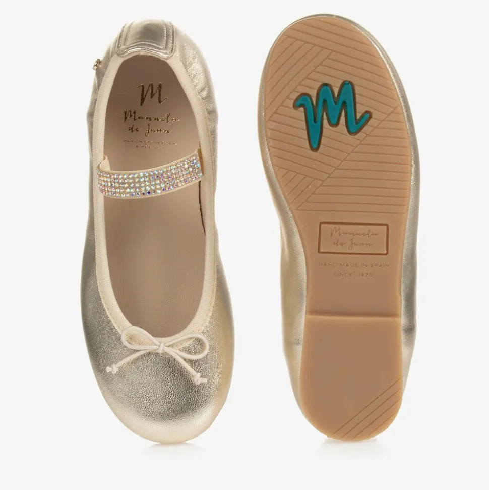 Gold Leather Gem Strap Pumps