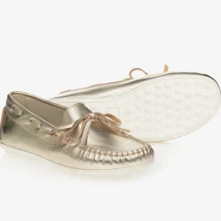 Gold Leather Loafers