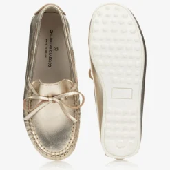 Gold Leather Loafers