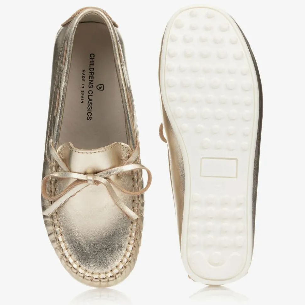 Gold Leather Loafers