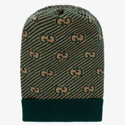 Green & Beige GG Wool Hat