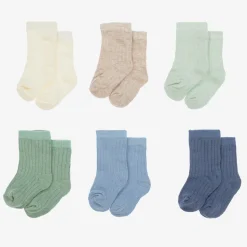 Green & Blue Cotton Baby Socks (6 Pack)