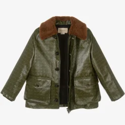 Green Cotton & Shearling Double G Jacket