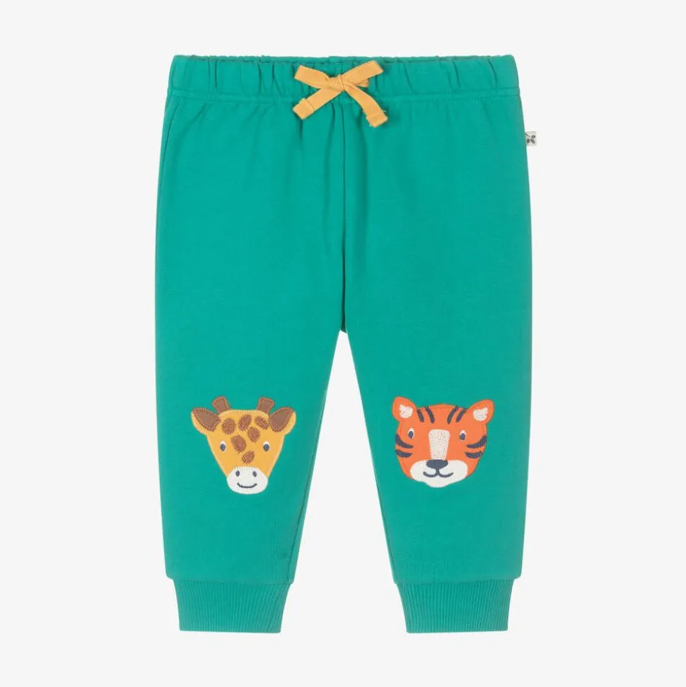 Green Cotton Animal-Patch Joggers