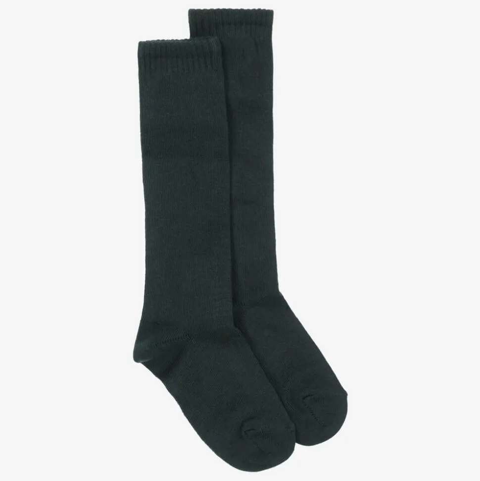 Green Cotton Knee Length Socks