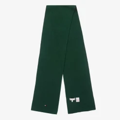 Green Cotton Knit Flag Logo Scarf