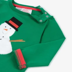 Green Festive Snowman Cotton Top