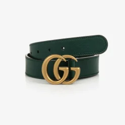 Green Leather GG Belt
