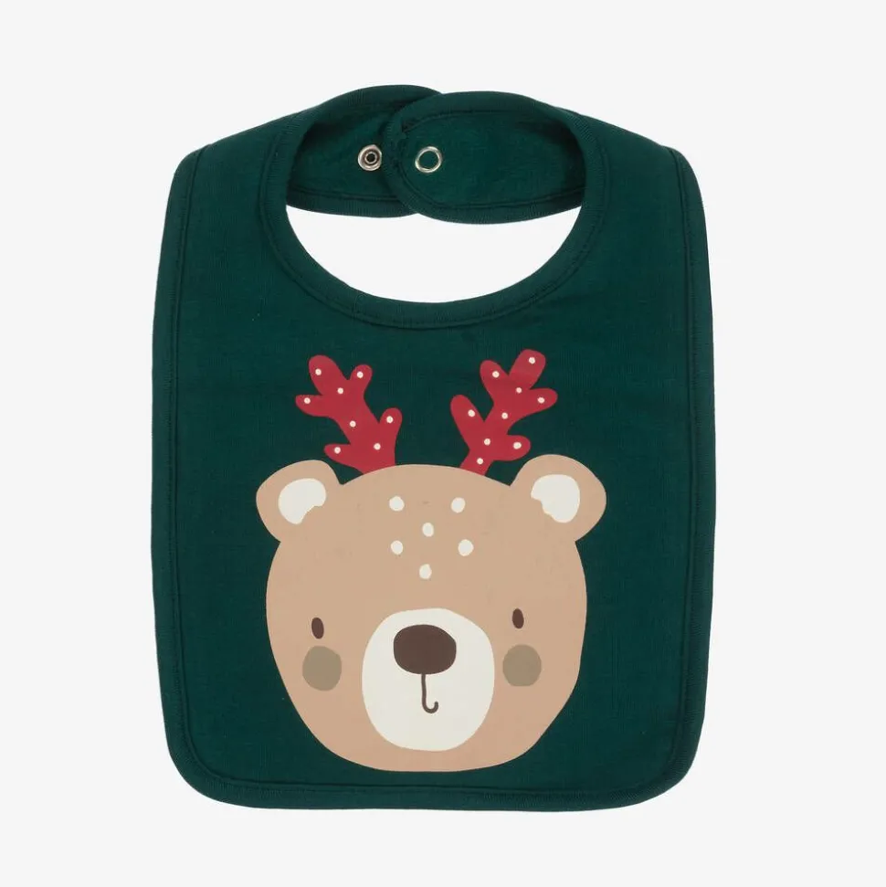 Green Organic Cotton Festive Motif Bib