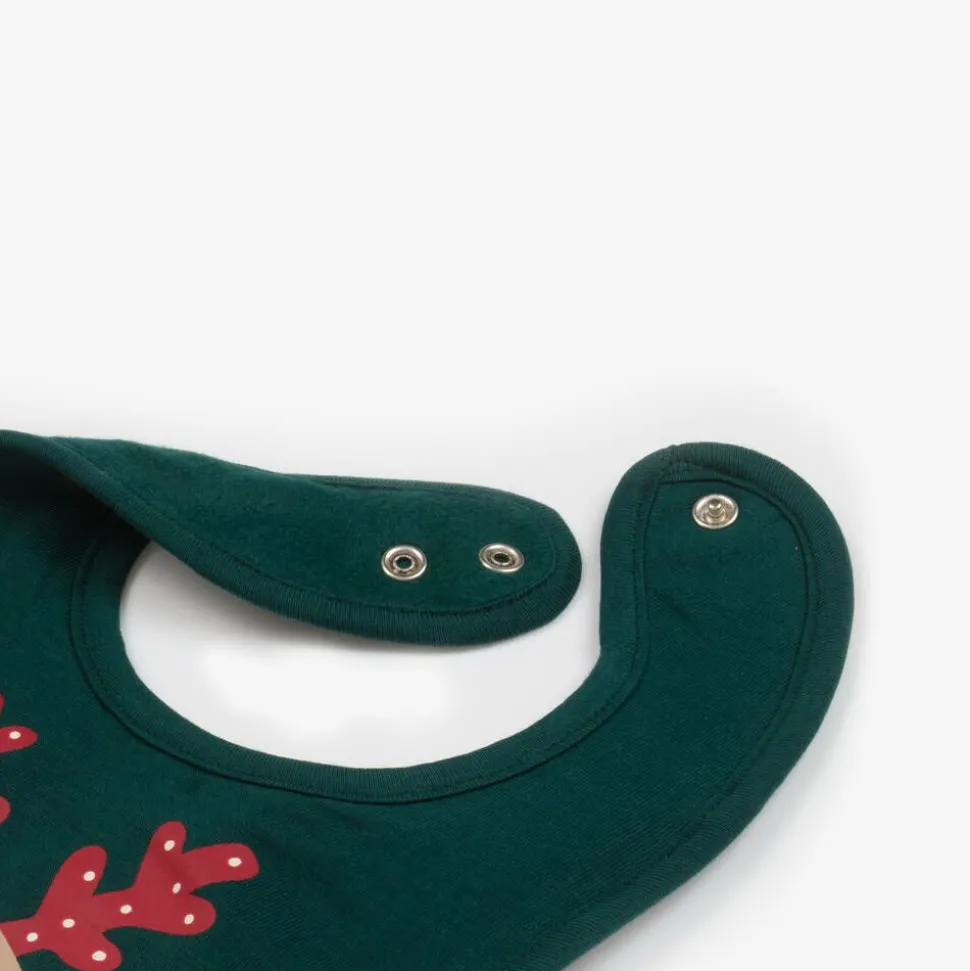 Green Organic Cotton Festive Motif Bib