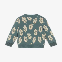 Green Organic Cotton Knit Leaf Cardigan