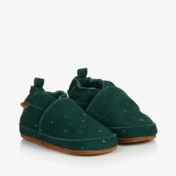 Green Suede Star Slippers