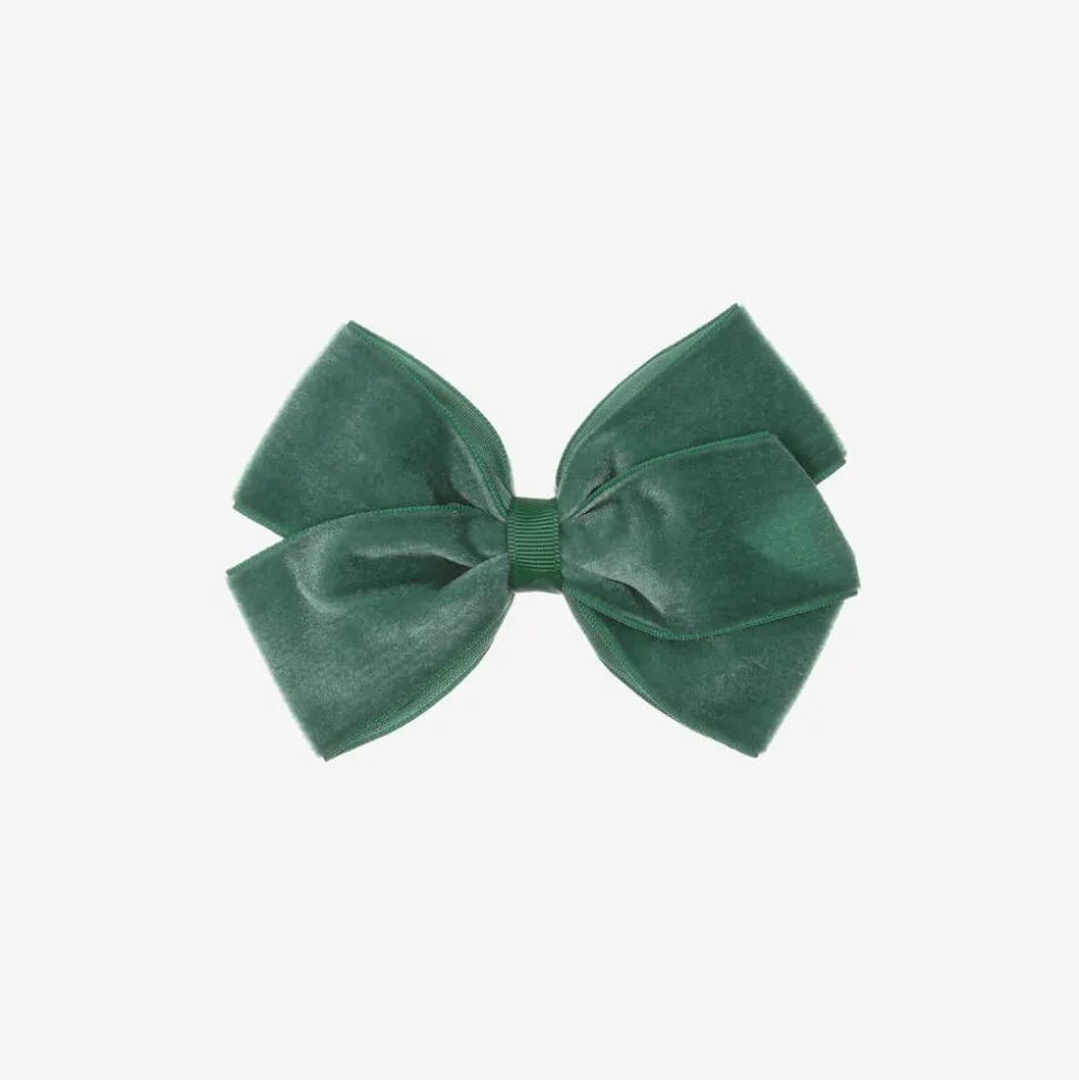 Green Velvet Bow Hair Clip (11cm)