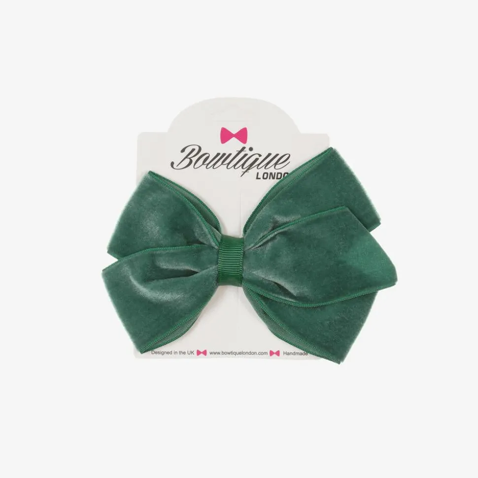 Green Velvet Bow Hair Clip (11cm)