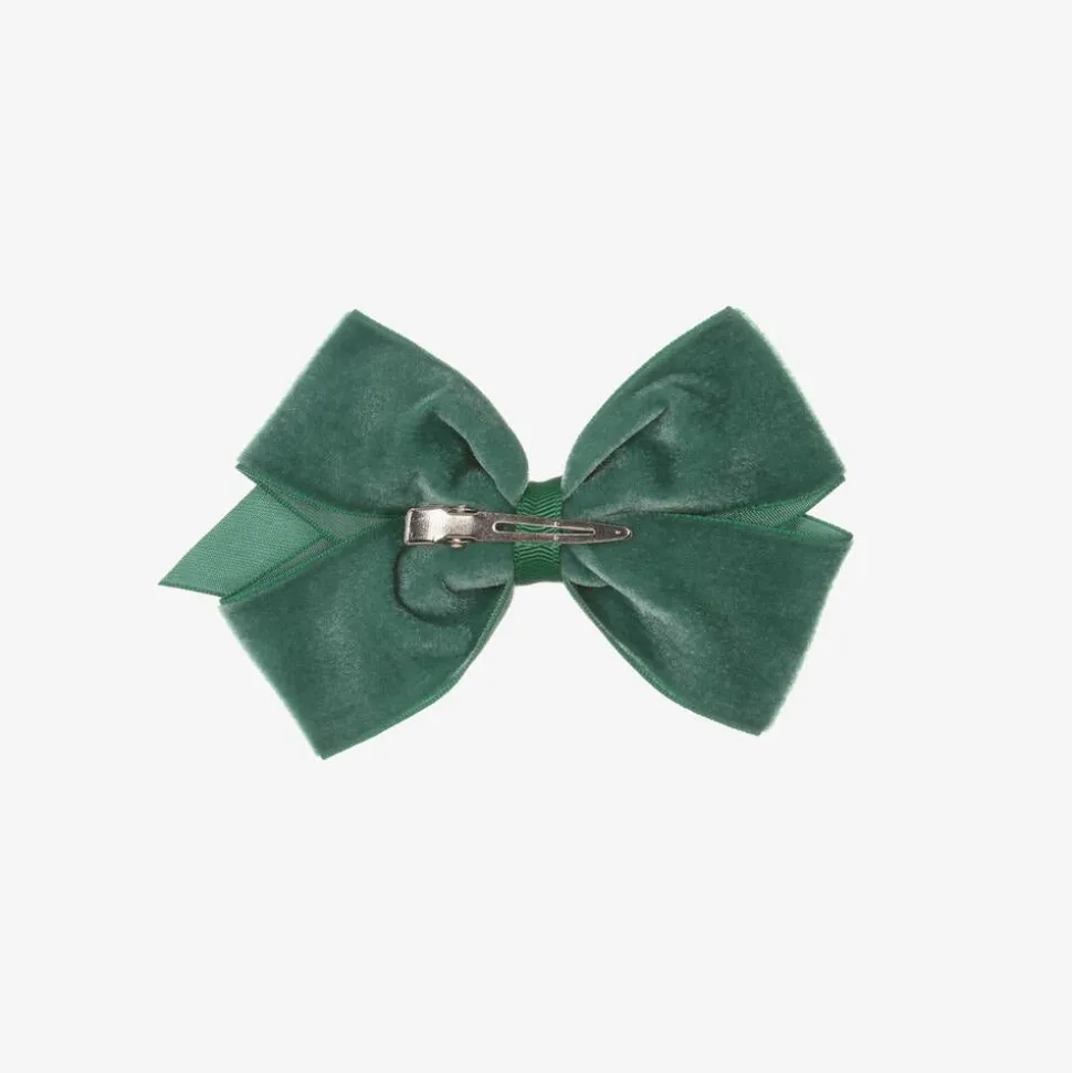 Green Velvet Bow Hair Clip (11cm)