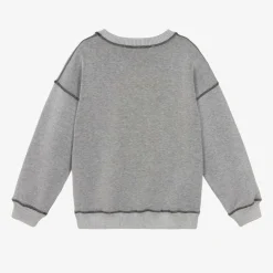 Grey & Black Cotton Reversible Sweatshirt