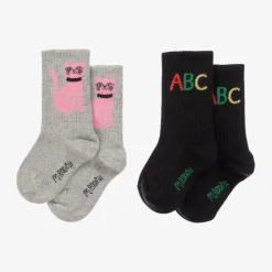 Grey & Black Organic Cotton Socks (2 Pack)