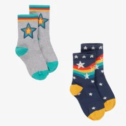 Grey & Blue Cotton Socks (2 Pack)