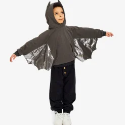 Grey & Silver Cotton Bat Hoodie
