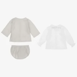 Grey & White Shorts Set