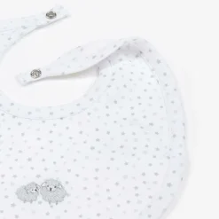 Grey & White Pima Cotton Baby Sheep Bib