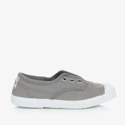 Grey Canvas Slip-On Trainers