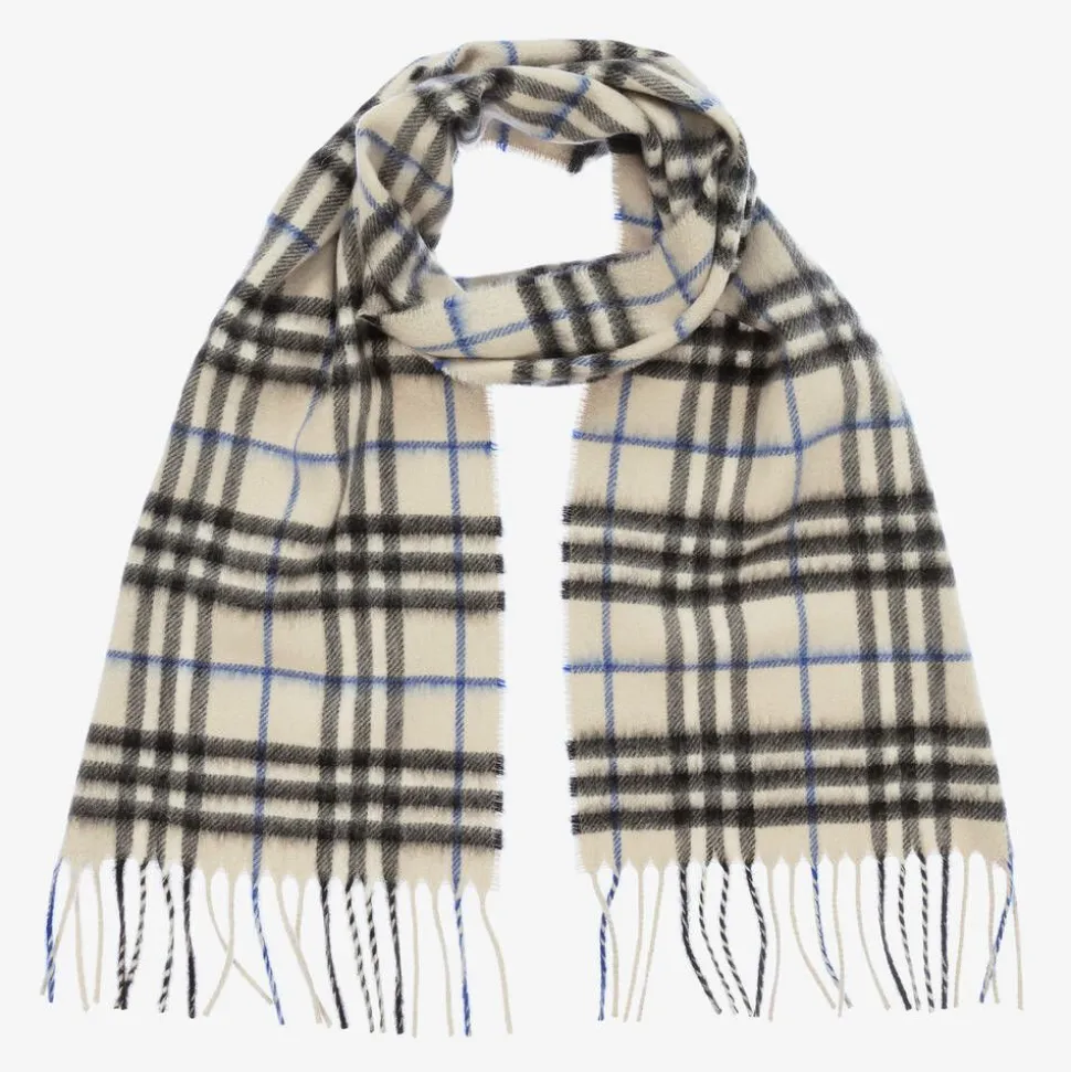 Grey Check Cashmere Scarf (130cm)