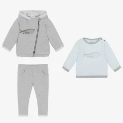 Grey Cotton Baby Trouser Set