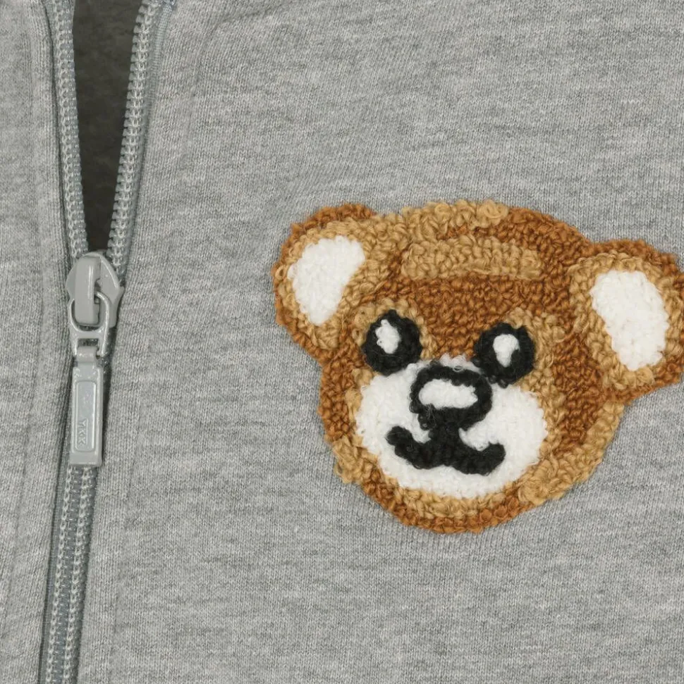 Grey Cotton Bear Zip-Up Top