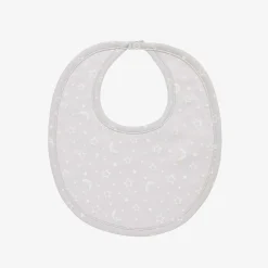 Grey Cotton Crescent Moonlight Baby Bib