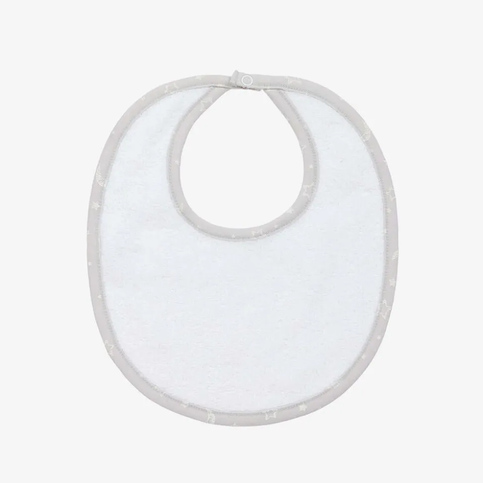 Grey Cotton Crescent Moonlight Baby Bib