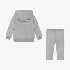 Grey Cotton Teddy Bear Logo Tracksuit