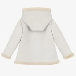 Grey Faux Suede Hooded Coat