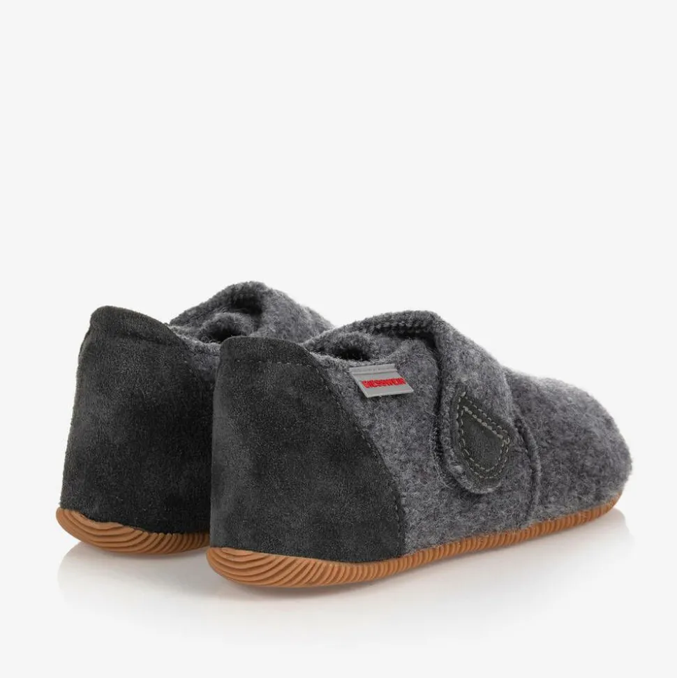 Grey Felted Wool Slippers