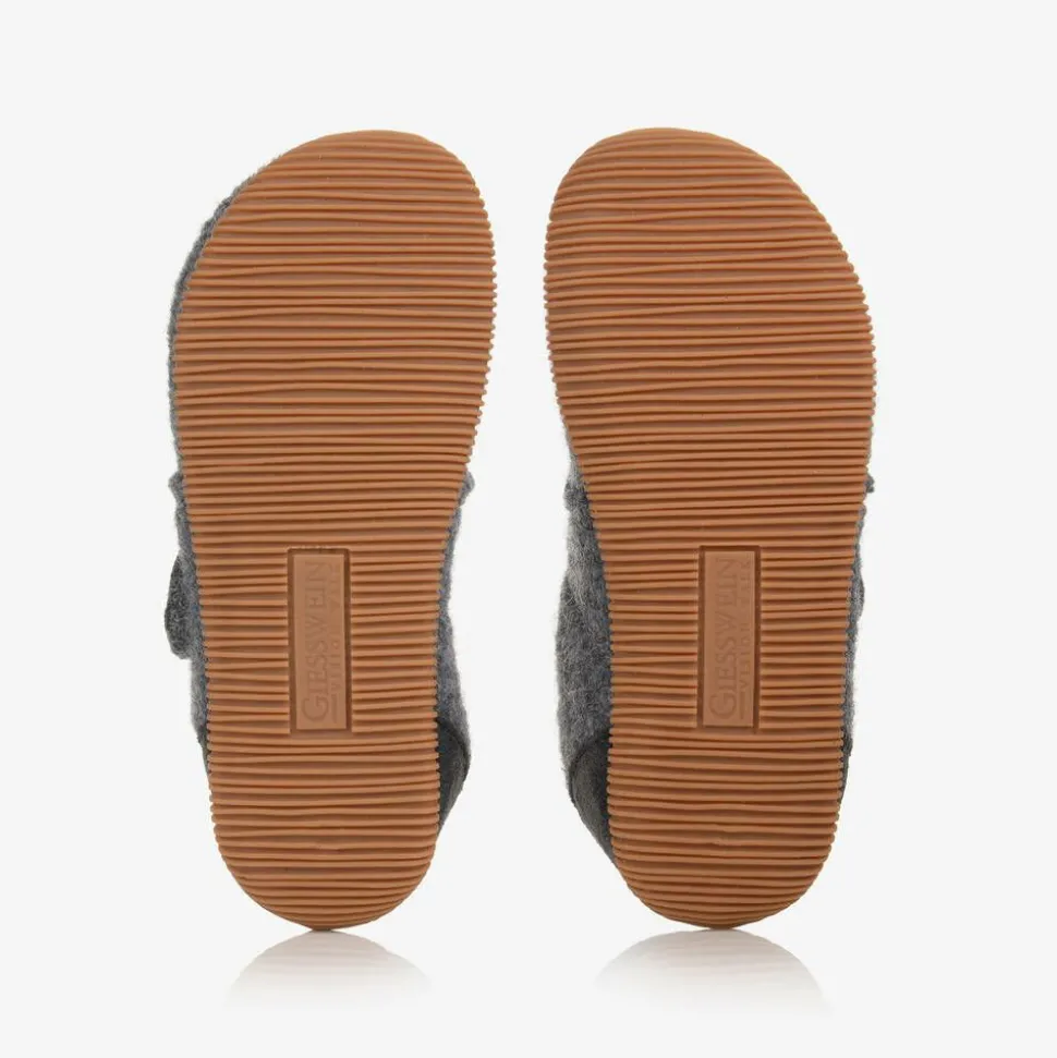 Grey Felted Wool Slippers