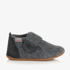 Grey Felted Wool Slippers