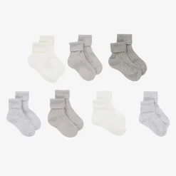Grey Knitted Baby Socks (7 Pack)