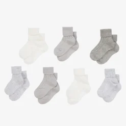 Grey Knitted Baby Socks (7 Pack)