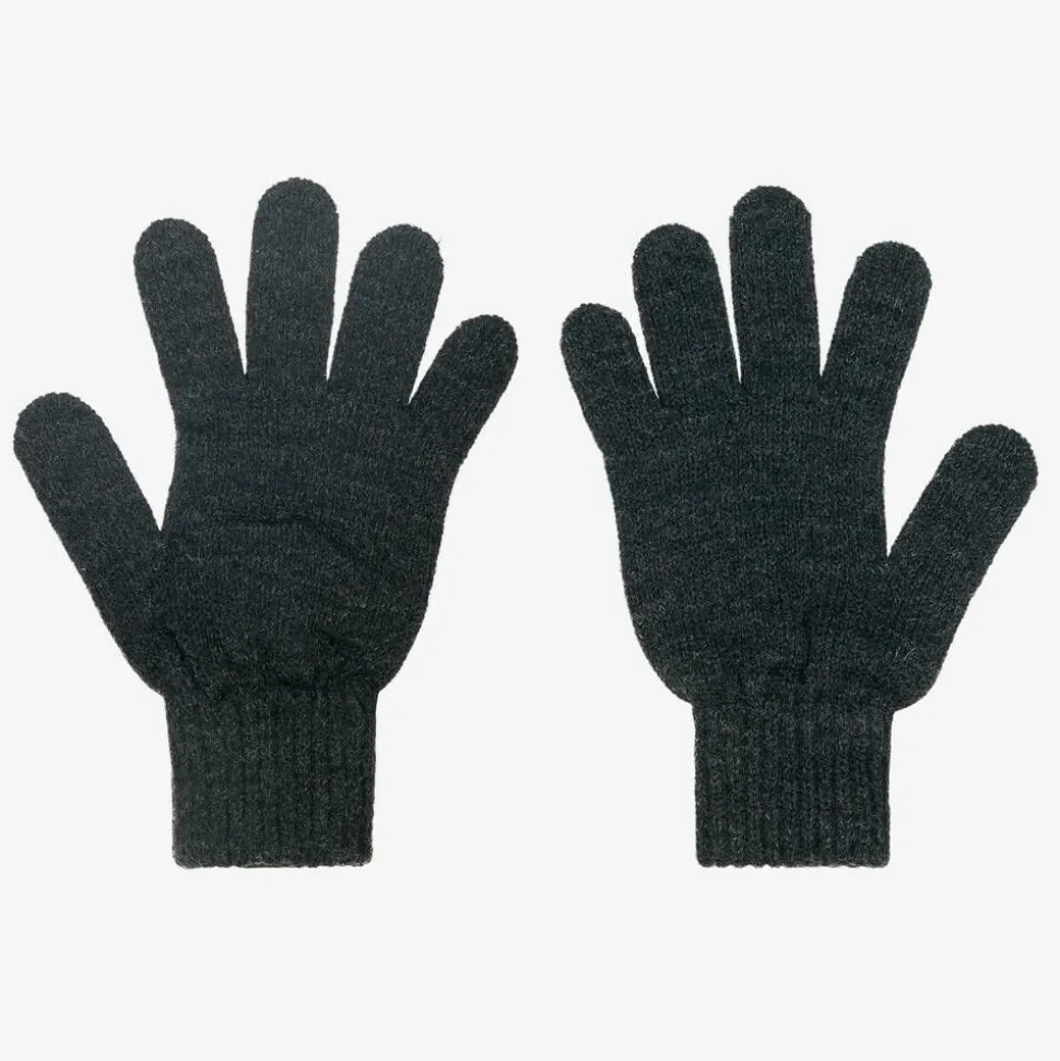 Grey Knitted Monogram Logo Gloves
