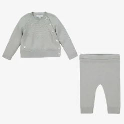 Grey Knitted Wool & Cotton Trouser Set