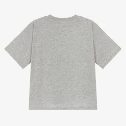 Grey Marl Organic Cotton Cat Print T-Shirt