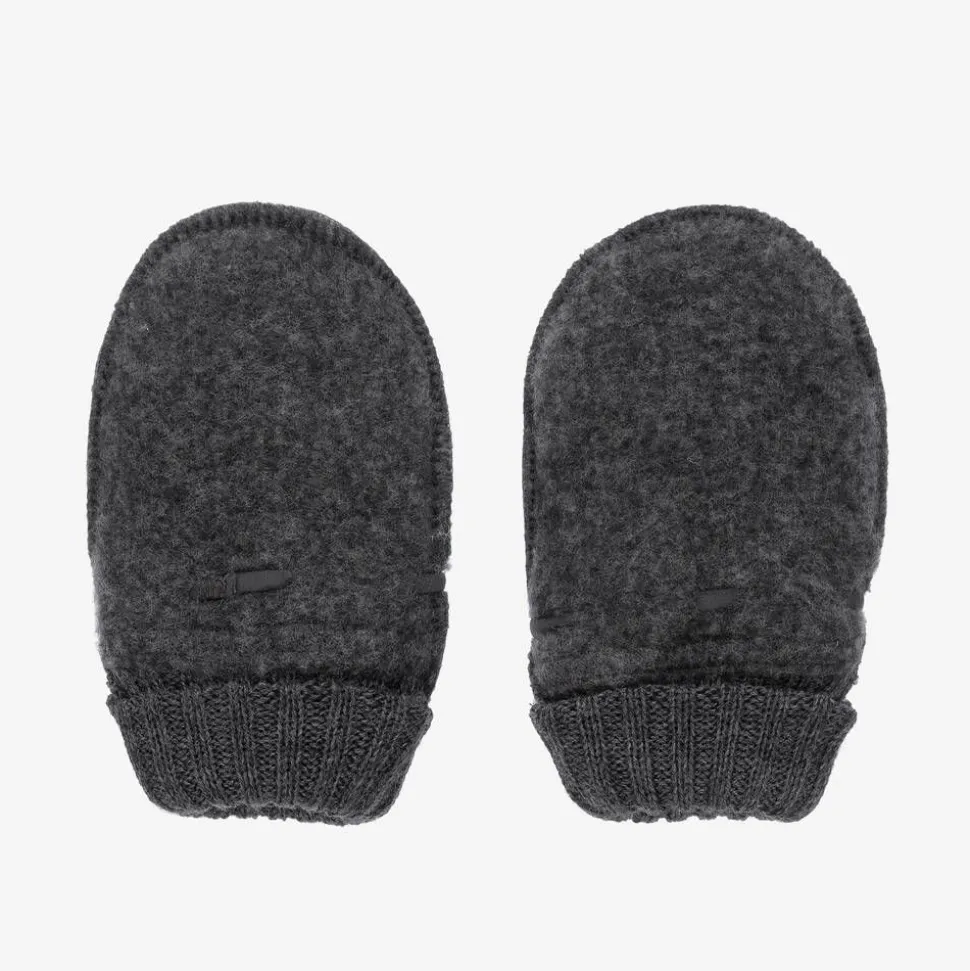 Grey Merino Wool Baby Mittens
