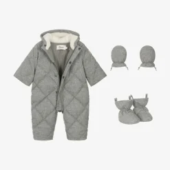 Grey Quilted Down Snowsuit