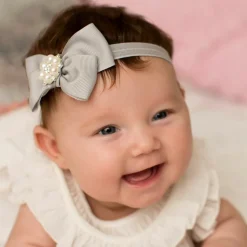 Grey Ribbon Bow Headband