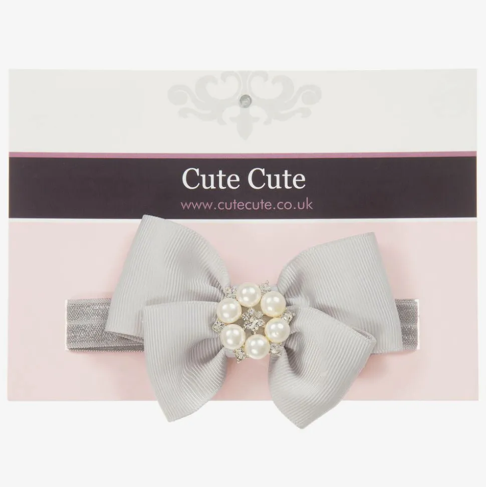 Grey Ribbon Bow Headband