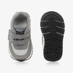 Grey Suede Leather & Mesh Baby Trainers