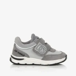 Grey Suede Leather & Mesh Baby Trainers