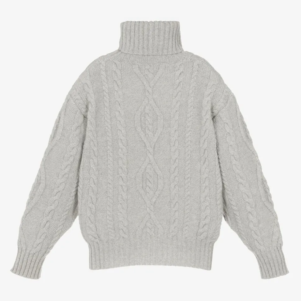 Grey Wool & Cashmere Roll Neck Sweater