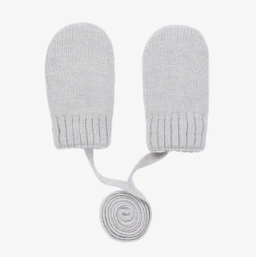 Grey Wool & Cashmere Baby Mittens